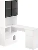 A white corner desk with a hutch and glass-fronted cabinet. Anteprima dell’immagine prodotto
