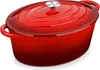 Velaze Gusseisen Bräter Emaille Topf mit Deckel 34cm Oval Produktbild-Vorschau 1