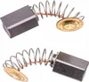 Two carbon brushes with springs and copper wires, isolated on a white background. Podgląd zdjęcia produktu