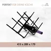 A black metal wine rack with one bottle of red wine. Produktbild-Vorschau