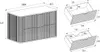 Technical drawing with dimensions of a bathroom cabinet and its drawers. Produktbild-Vorschau
