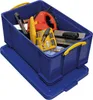 A blue storage box filled with various tools, placed on a blue lid. Produktbild-Vorschau