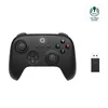 A black game controller and a USB dongle are displayed on a white background, with a circular graphic indicating 'Hall Effect Joystick'. Náhled obrázku produktu