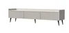 A beige TV lowboard with ribbed fronts and black legs, presented against a white background. Podgląd zdjęcia produktu