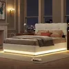 ProximaX Polsterbett 140x190 cm aus Samt in Beige mit LED & Produktbild-Vorschau 4