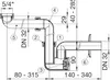 A technical drawing of a plumbing trap. Produktbild-Vorschau