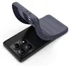A dark blue phone case is shown partially covering a black smartphone. Produktbild-Vorschau