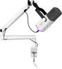 A white microphone with a boom arm and clamp, isolated on a white background. Anteprima dell’immagine prodotto
