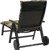 A back view of a reclining garden chair with a floral cushion. Produktbild-Vorschau