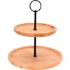 Excellent Houseware Serviertablett 2 Etagen Bambus Rund Produktbild-Vorschau 3