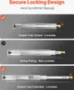 Three images showing drawer slides in different positions: closed and lockable, during pulling and not lockable, and fully extended and lockable. Anteprima dell’immagine prodotto