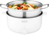 A white electric pot with a steaming basket filled with vegetables. Produktbild-Vorschau