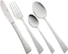 A set of four stainless steel cutlery pieces arranged diagonally on a white background. Voir les images du produit