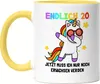 Endlich 20 Tasse Gelb Geburtstag Einhorn Lustig Spruch Produktbild-Vorschau 1