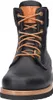 A close-up, front-facing view of a black leather boot with tan laces and a tan leather accent at the top. Anteprima dell’immagine prodotto
