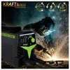 A welder in a helmet is shown welding, with sparks flying. A welding machine is in the foreground. Produktbild-Vorschau