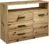A wooden dresser with three drawers and a cabinet door. Produktbild-Vorschau