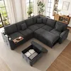 Merax L-Form 7-Sitzer Ecksofa Mit Schlaffunktion, Produktbild-Vorschau 3