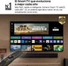 A smart TV displaying a movie interface, with a remote control in the foreground. Produktbild-Vorschau