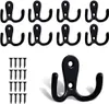 10 Pcs Doppel Kleiderhaken,Stärker Zinklegierung Schwarz Produktbild-Vorschau 1