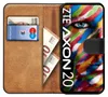 A book-style phone case for a ZTE Axon 20, open to reveal card slots and cash. Produktbild-Vorschau