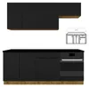 Küchenzeile 200 cm Schwarz Matt - ohne Arbeitsplatte - MDF Produktbild-Vorschau 1