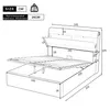 A technical drawing of a bed with dimensions and specifications. Produktbild-Vorschau