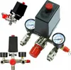 A product shot of multiple air compressor pressure switches with gauges. Produktbild-Vorschau