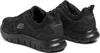 A pair of black Skechers sneakers are shown from a side-angle on a white background. Voir les images du produit