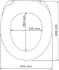 A diagram showing the dimensions of a toilet seat. Produktbild-Vorschau