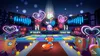 A colorful, animated scene of a dance floor with heart-shaped decorations and characters. Produktbild-Vorschau