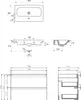 Technical drawings and dimensions of a bathroom vanity and sink. Produktbild-Vorschau