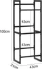 Diagram of a black metal shelving unit with dimensions indicated. Produktbild-Vorschau