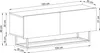 A line drawing diagram of a TV stand with dimensions. Produktbild-Vorschau