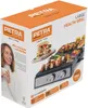 The image shows the packaging of a Petra electric health grill. The packaging features a picture of the grill with food on it, as well as a woman holding a mug. Produktbild-Vorschau