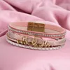 Boho-Armband für Damen, rosafarbenes , 19,5 cm, goldene Produktbild-Vorschau 3