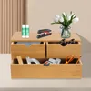 Organizer na biurko z 3 szufladami bambusowy 33x19x16cm Podgląd zdjęcia produktu 4