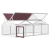 A white outdoor chicken coop with a burgundy roof. Náhled obrázku produktu