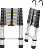Clanmacy teleskopický žebřík stříbrný 3,8 m s háky Výsuvný Náhled obrázku produktu 1