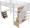 A loft bed with a desk and stairs, shown from a diagonal angle against a white background. Voir les images du produit