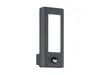 A dark gray outdoor LED wall light with a motion sensor is shown against a white background. Produktbild-Vorschau