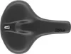A top-down view of a black bicycle saddle against a white background. Produktbild-Vorschau