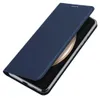 A dark blue flip case for a smartphone is shown at an angle. Produktbild-Vorschau