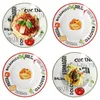 zestaw 4 talerzy do makaronu z dekorem zielono-czerwonym Podgląd zdjęcia produktu 2