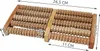 A wooden foot massage roller with dimensions indicated by text overlays. Produktbild-Vorschau
