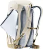 A close-up view of the back of a beige Deuter backpack, with a silver laptop partially inserted into a side pocket. Anteprima dell’immagine prodotto