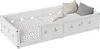 A white children's bed with a mattress and pillows. Produktbild-Vorschau