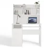 Port Left Desk with Overhang White Matte Drawer Shelves for Voir les images du produit 9