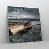 Wanduhr - Quadrat - Glasuhr - Boot Wrack Ufer - 40x40cm - Produktbild-Vorschau 4
