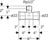 Geberit GE Mapress, Kupfer, T-Stück, d22, Rp1/2, 22mm, 1 Produktbild-Vorschau 7